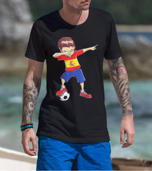 Spain Soccer Dabbing Kid Spanish Football T-Shirt