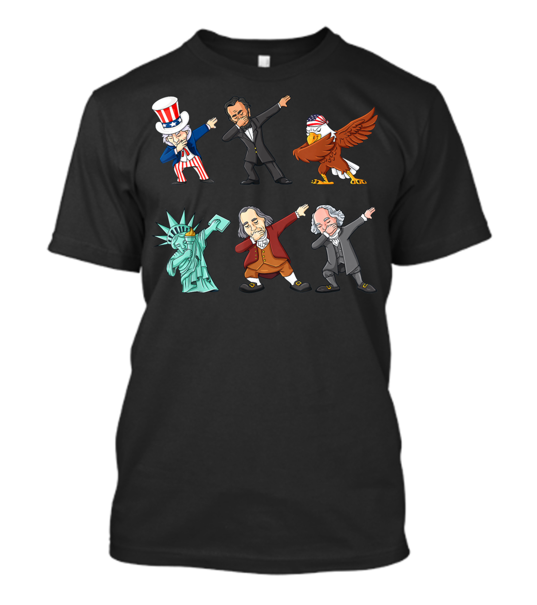 Dabbing Uncle Sam Statue Of Liberty Founding Fathers Bald Eagle 4th Of July T-Shirt