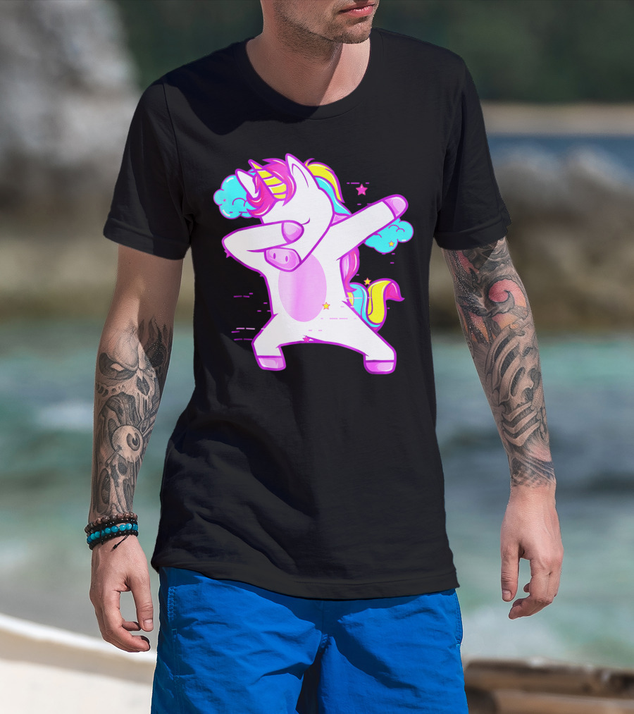 Dabbing Unicorn Dab Girls Boys Adults Rainbow Fantasy T-Shirt