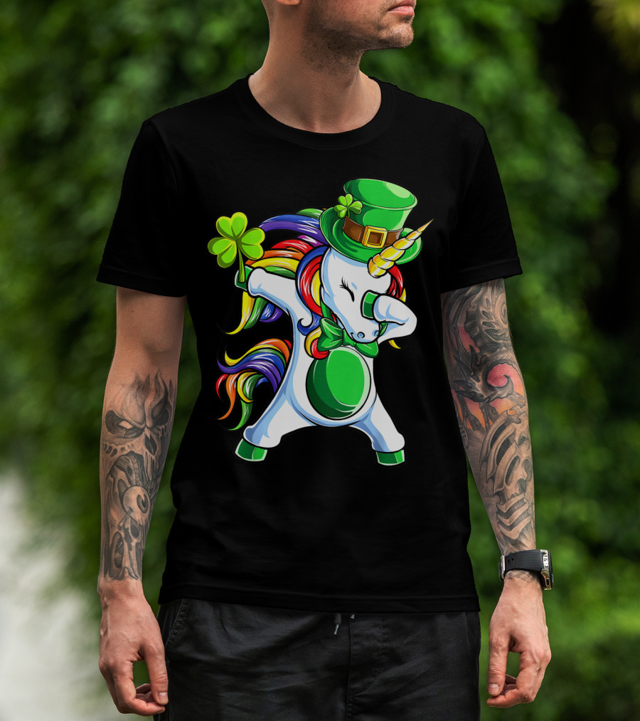 Dabbing Unicorn Lepricorn St Patricks Day Girls T-Shirt