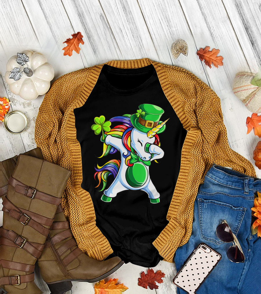 Dabbing Unicorn Lepricorn St Patricks Day Girls T-Shirt