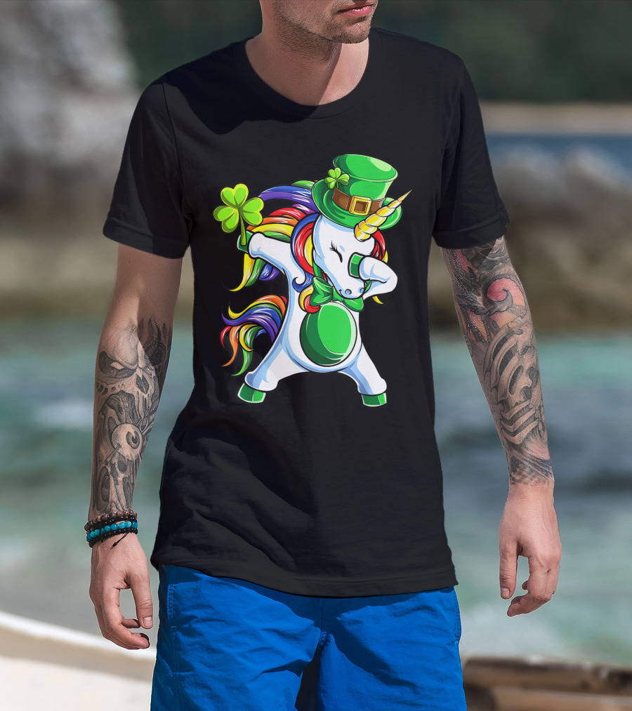 Dabbing Unicorn Lepricorn St Patricks Day Girls T-Shirt
