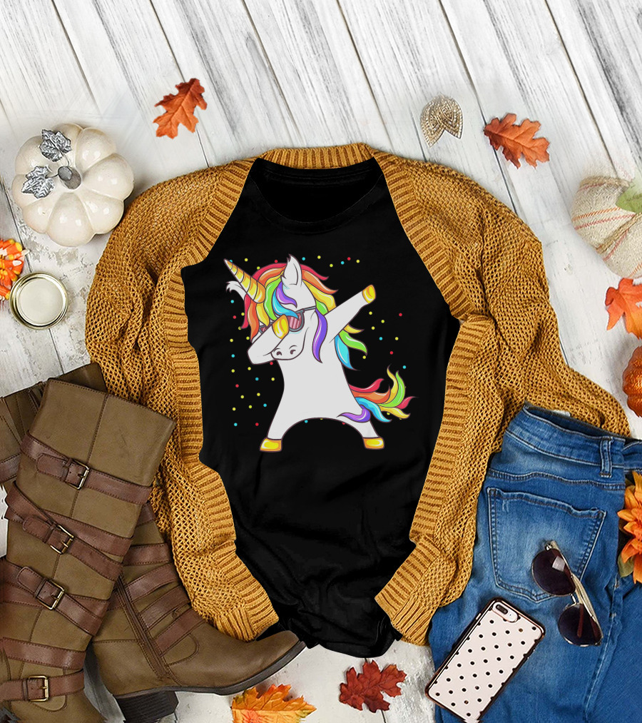 Dabbing Unicorn Unicorn Dab Rainbow Mane T-Shirt