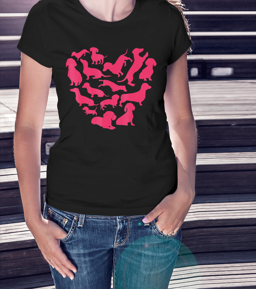 Dachshund Valentines Day Sausage Dog Lover Heart T-Shirt