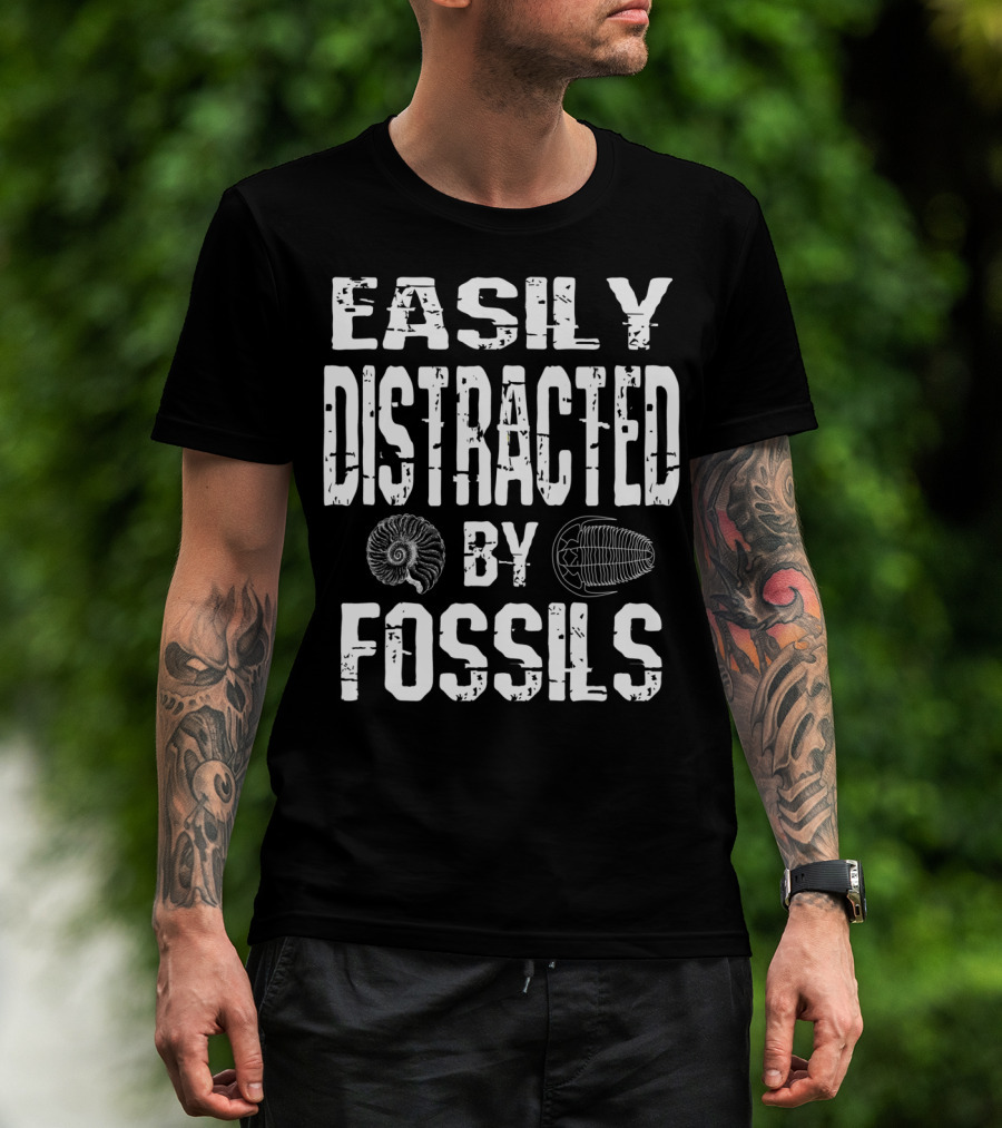 Easily Distracted By Fossils Fossil Collector Humor Ammonite Trilobite T-Shirt