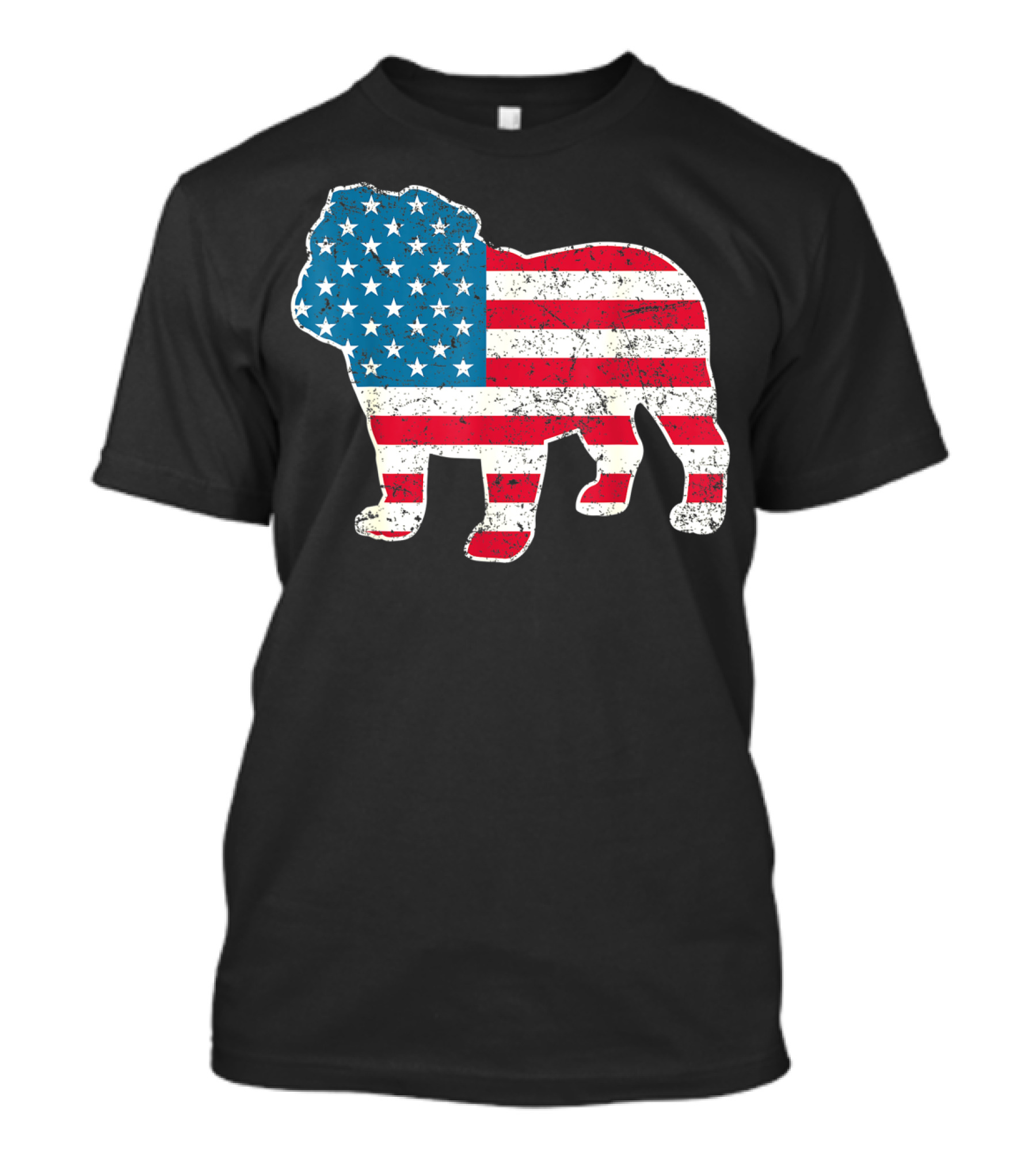 English Bulldog American Flag USA 4th Of July Dog T-Shirt