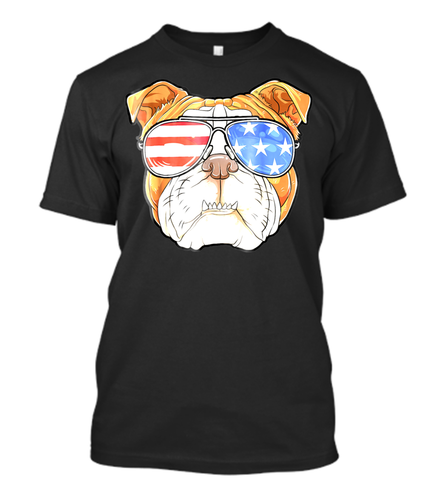 English Bulldog American Flag Sunglasses Patriotic 4th Of July Dog T-Shirt