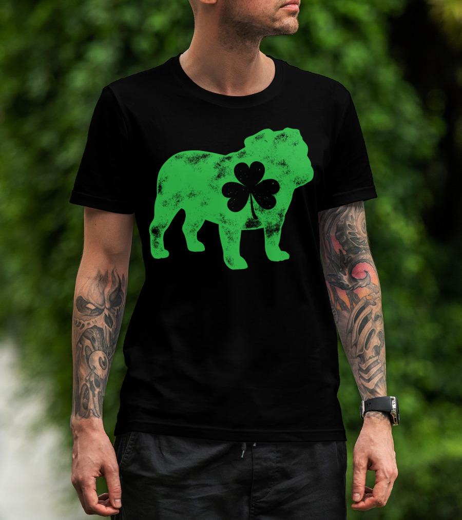 English Bulldog Shamrock St Patricks Day Men Dog T-Shirt
