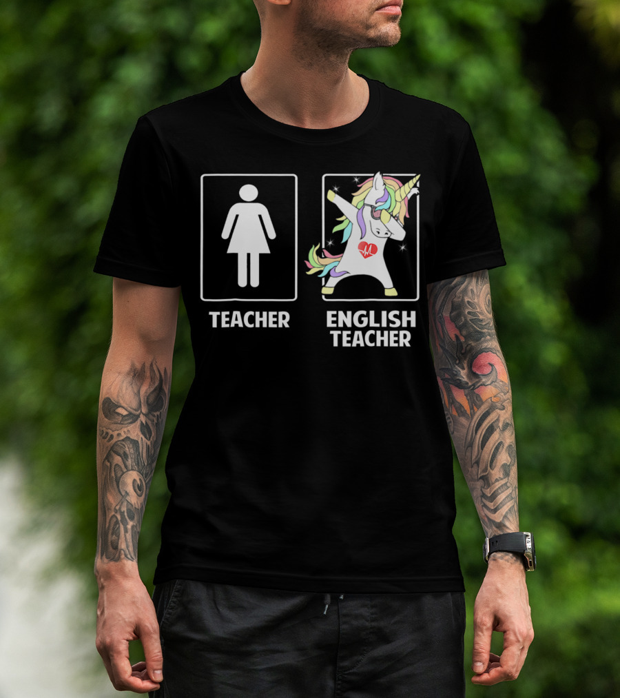 Teacher Vs English Teacher Unicorn Dabbing Funny Dab Dabs T-Shirt