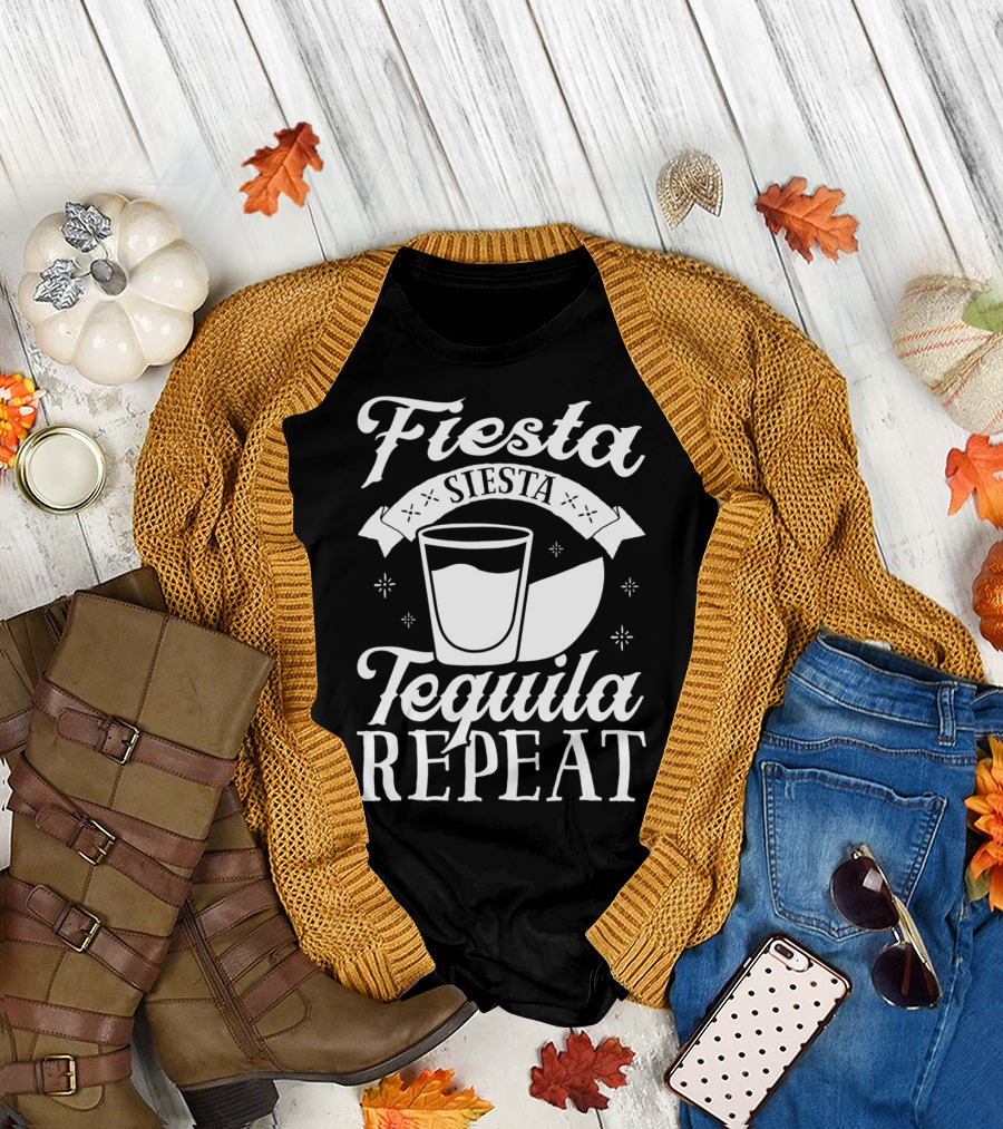 Fiesta Siesta Tequila Repeat Cinco De Mayo T-Shirt