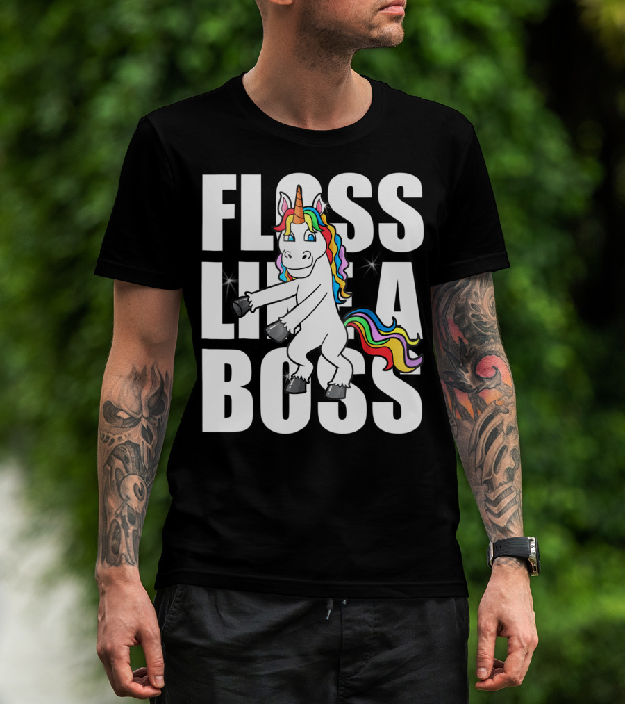 Floss Like A Boss Rainbow Unicorn Dance Girls T-Shirt