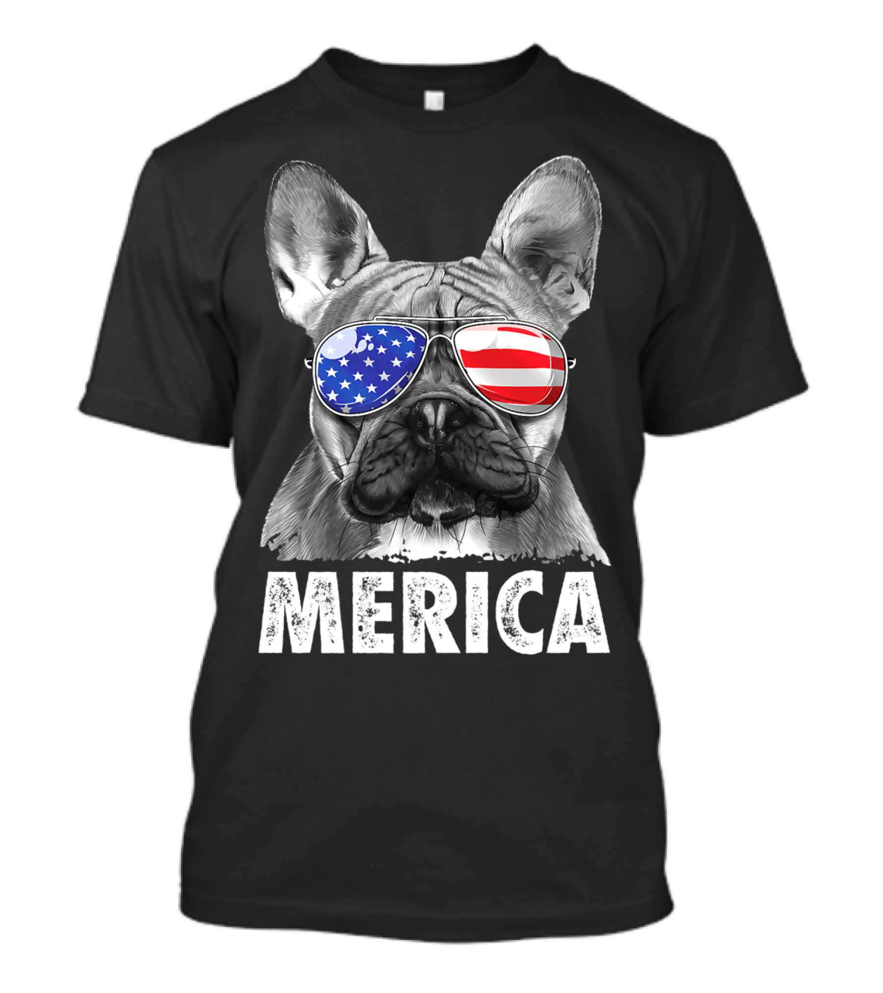 Merica French Bulldog American Flag Sunglasses 4th Of July USA T-Shirt
