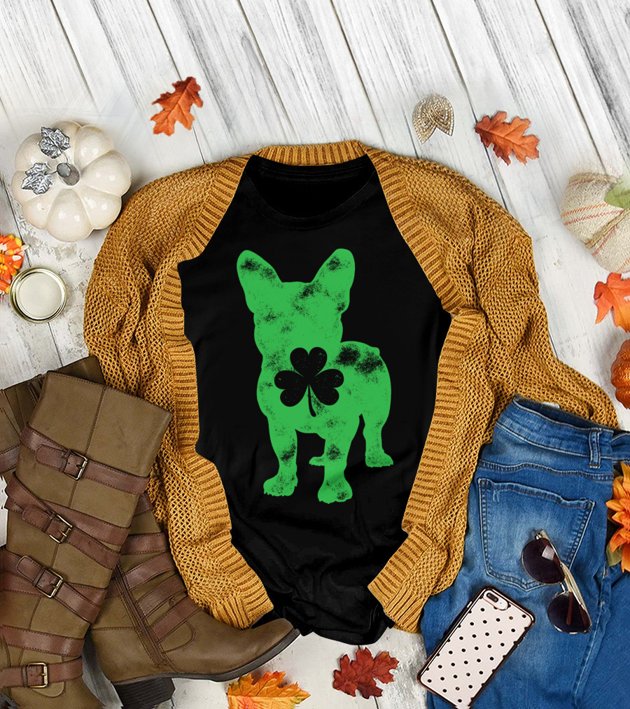 French Bulldog Shamrock St Patricks Day Men Dog T-Shirt