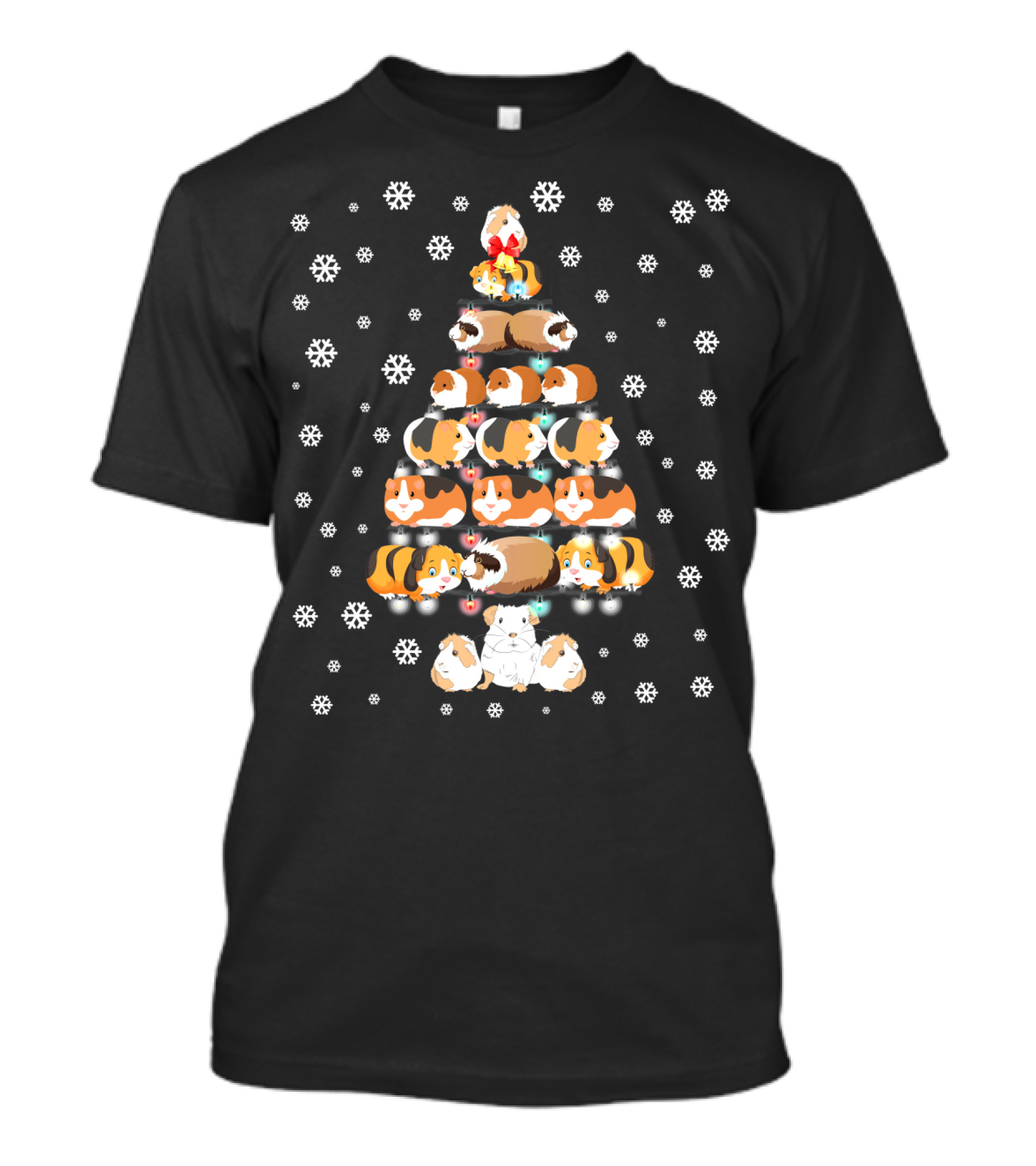 Funny Christmas Tree For Guinea Pig Lovers With Snowflake T-Shirt