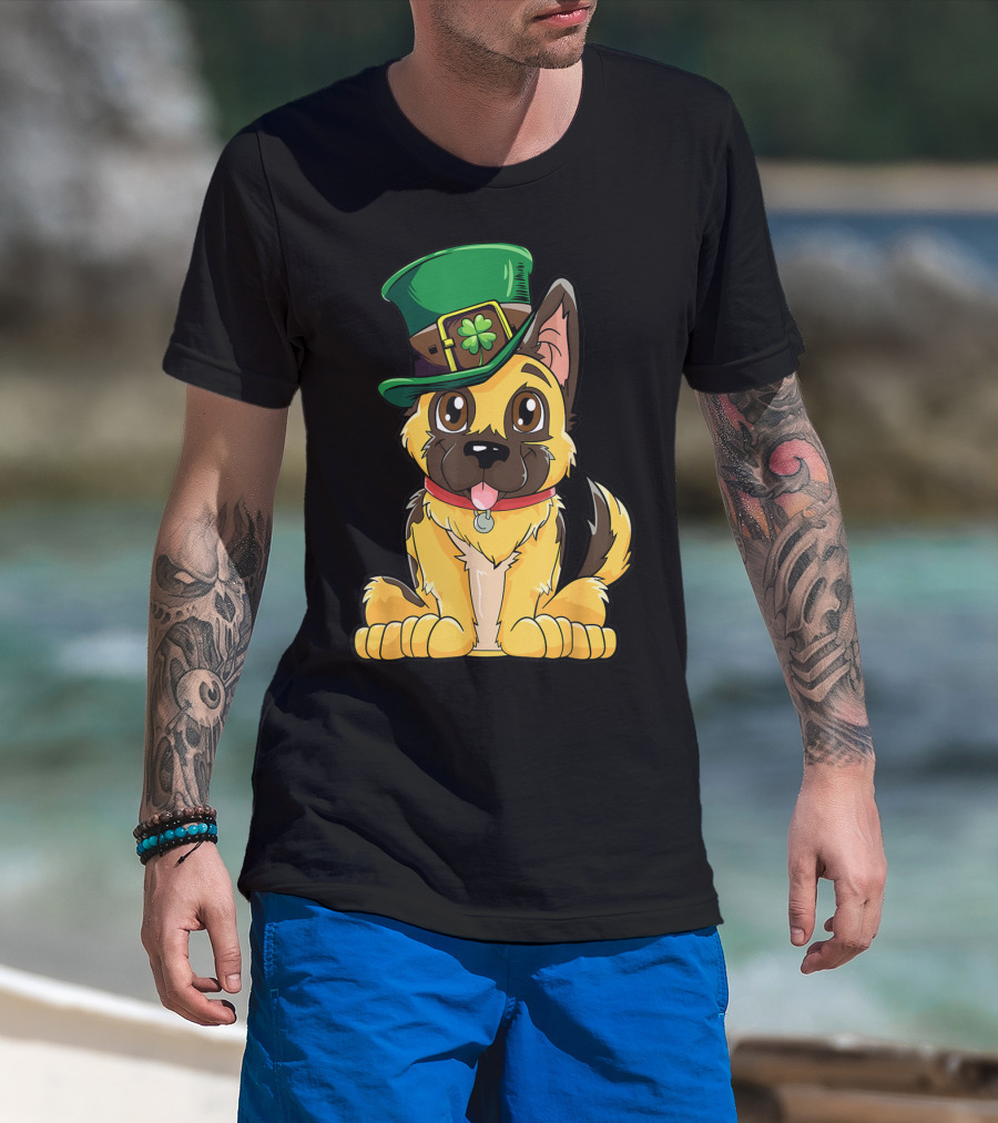 German Shepherd In Leprechaun Hat St Patricks Day Dog T-Shirt