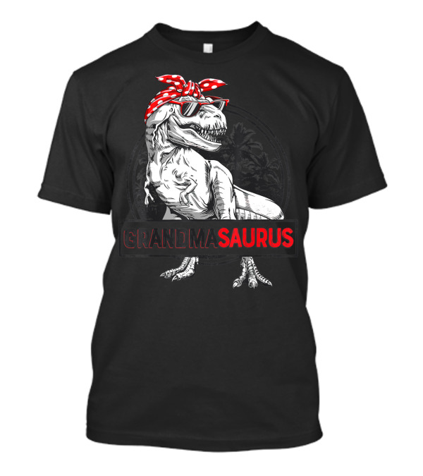 Grandmasaurus Rex Dinosaur Grandma Saurus With Bandana And Sunglasses T-Shirt