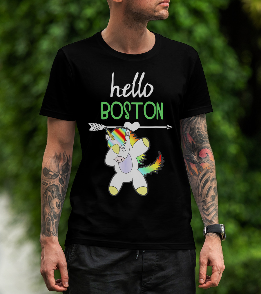 Hello Boston Dabbing Unicorn Girls T-Shirt