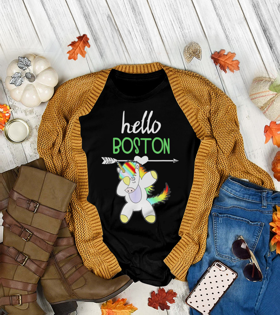 Hello Boston Dabbing Unicorn Girls T-Shirt