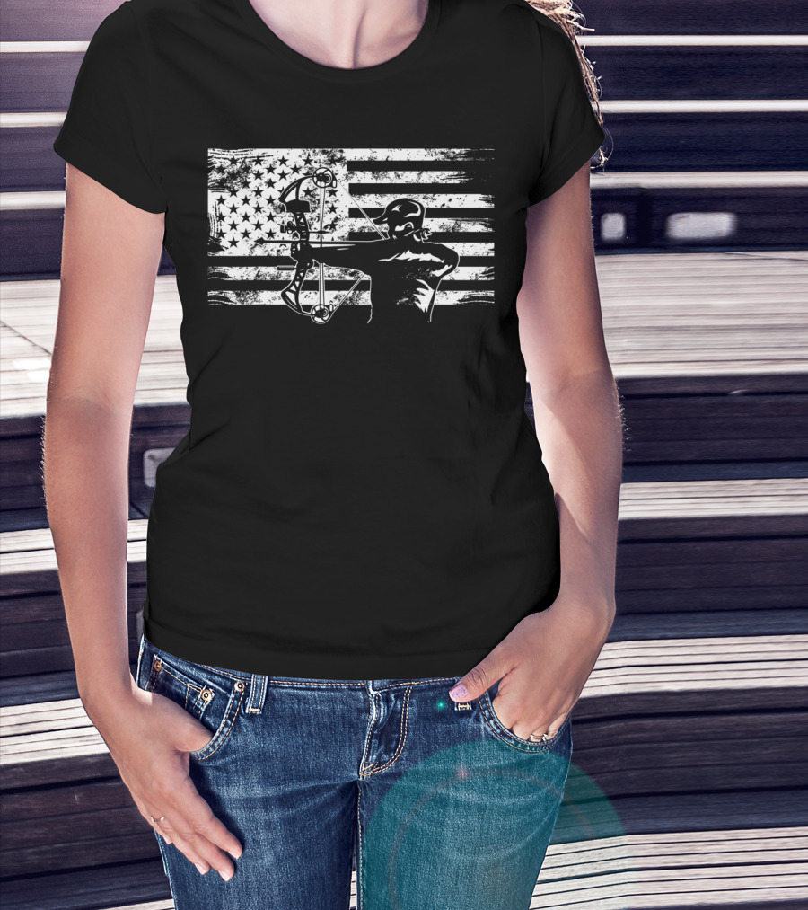 American Flag Bowhunting Archer Hunter T-Shirt