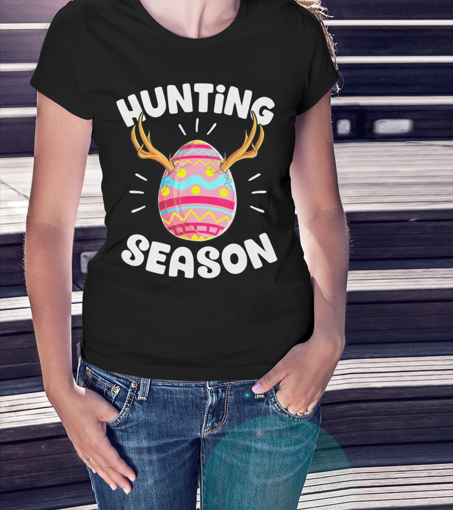 Hunting Season Easter Egg Antlers Women T-Shirt
