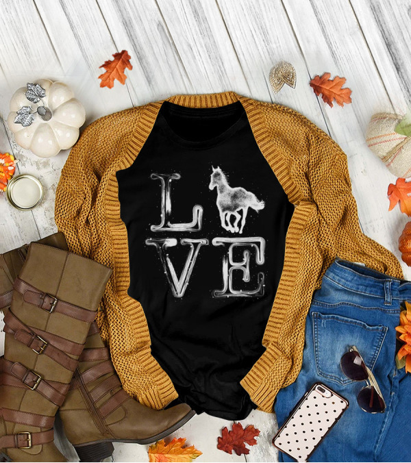 I Love Horses Girls Women Riding Racing T-Shirt