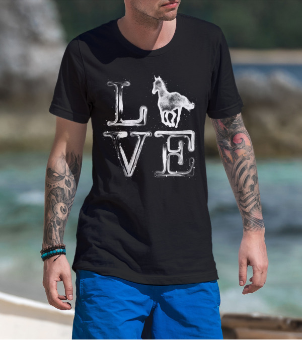 I Love Horses Girls Women Riding Racing T-Shirt