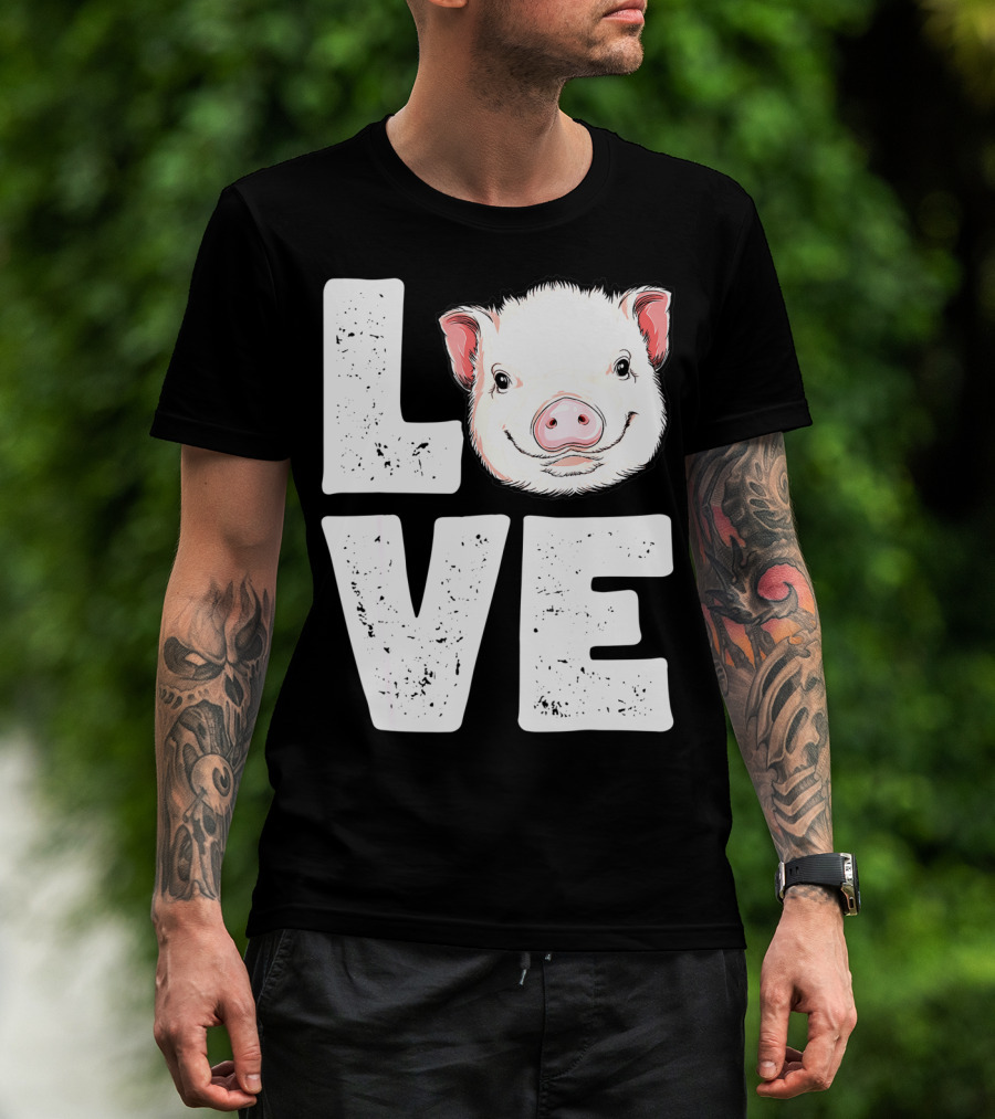 Love Pig Lovers Farming Farmer Girls T-Shirt