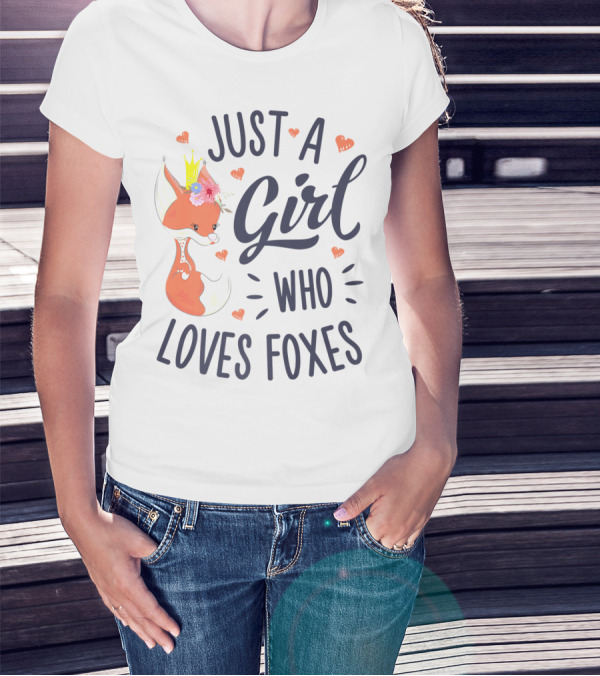 Just A Girl Who Loves Foxes Crowned Fox With Flowers T-Shirt