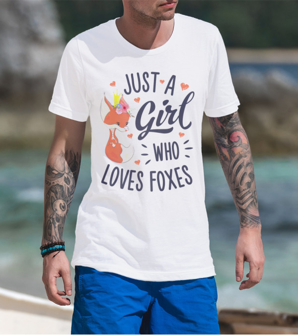 Just A Girl Who Loves Foxes Crowned Fox With Flowers T-Shirt
