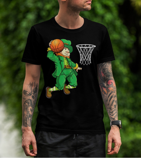 Leprechaun Slam Dunk Basketball St Patricks Day Boys T-Shirt