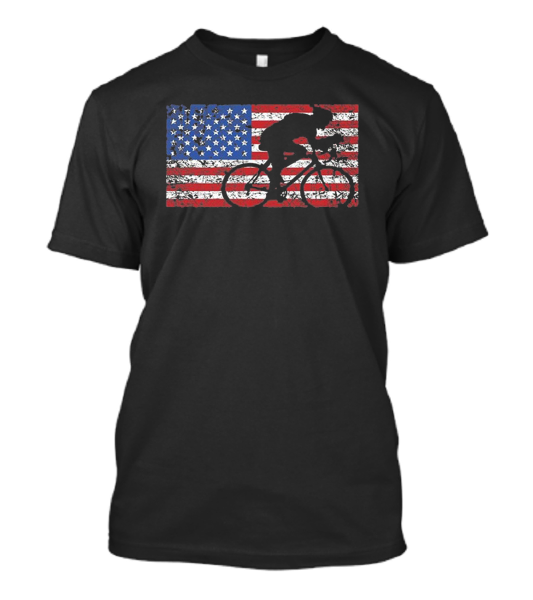 United States Flag Bicycle Rider T-Shirt