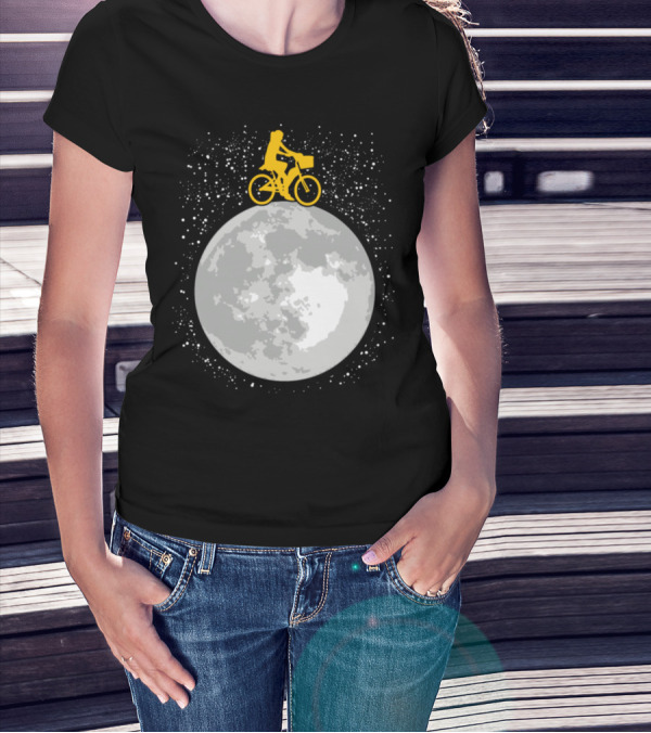 Bicycle Riding On A Starry Moon Scene T-Shirt