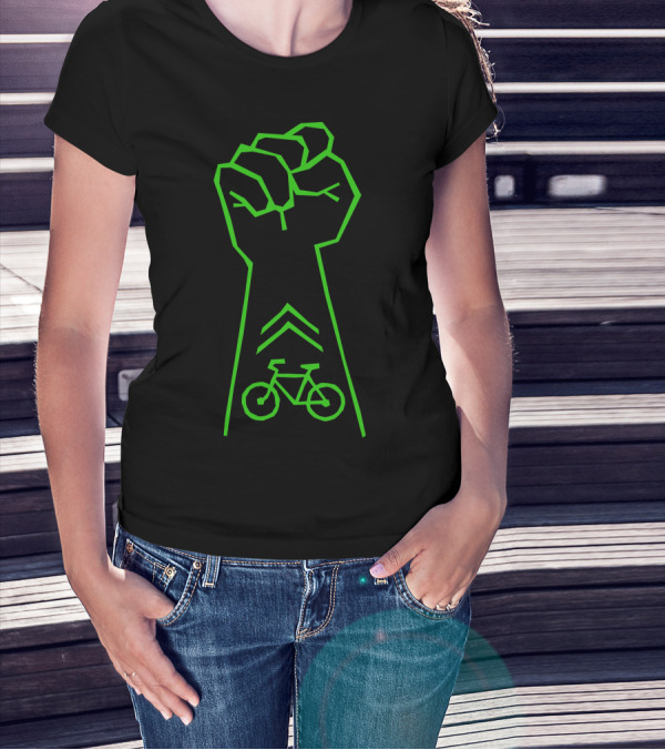 Bike Activist Fist With Green Bicycle T-Shirt