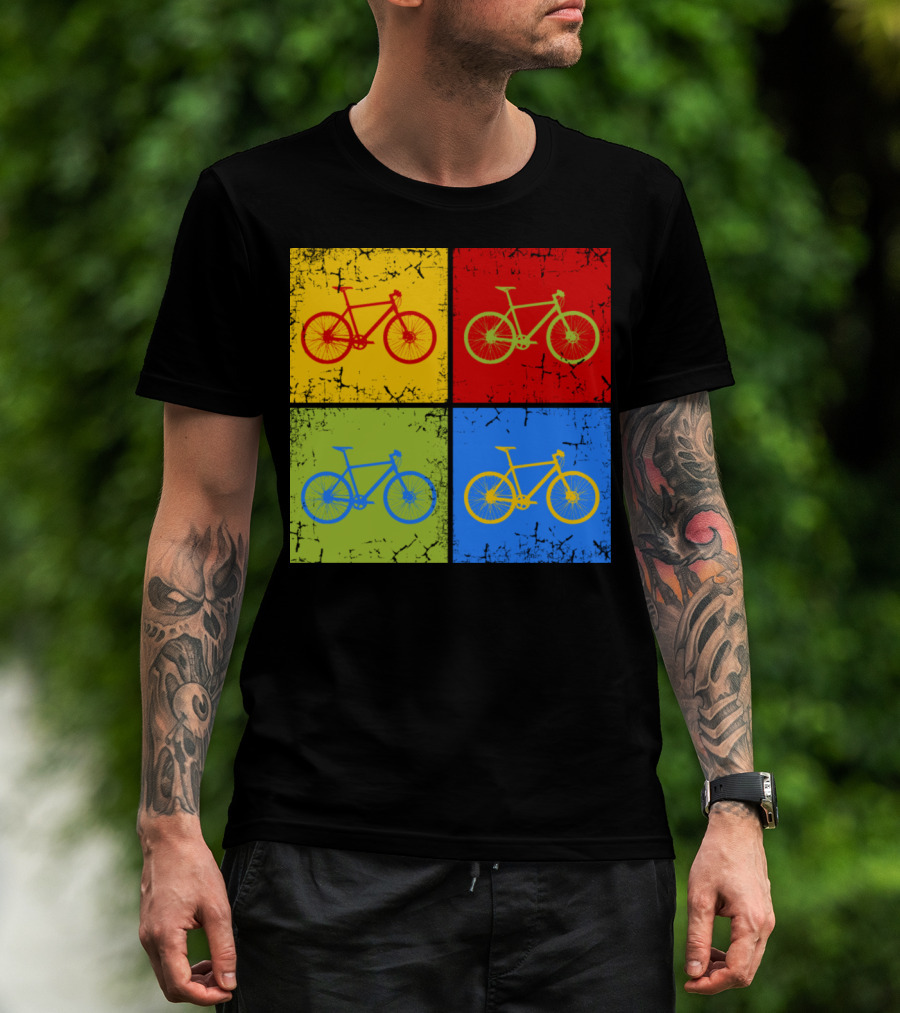 Bike Pop Art Colorful Bicycle Squares T-Shirt