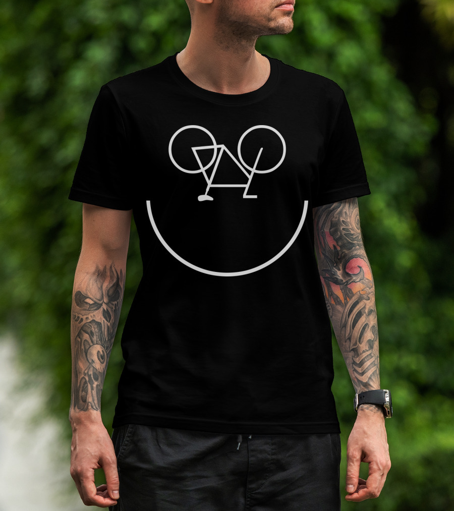 Bike Smiley Face Outline T-Shirt