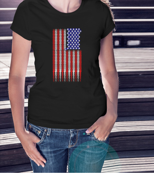 Bike Tread Pattern USA Flag T-Shirt