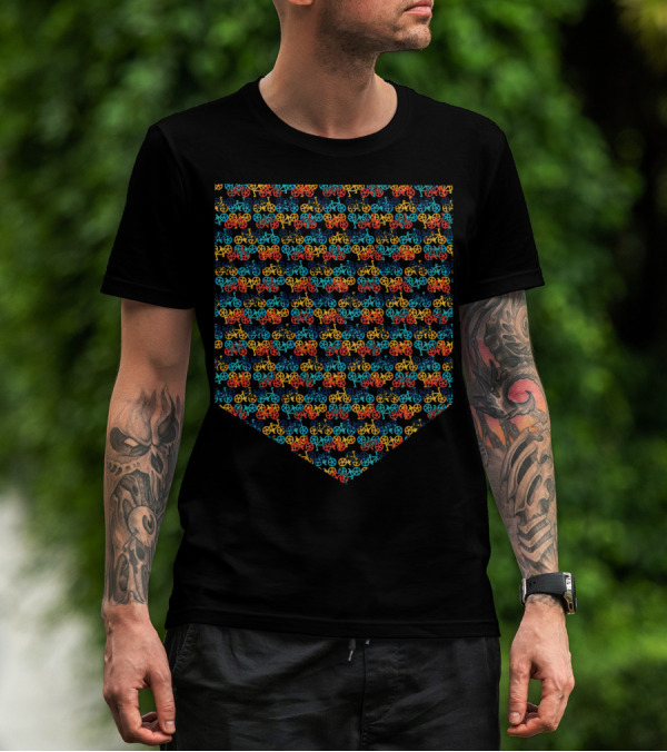 Bikes Pattern Multicolor Repeating T-Shirt