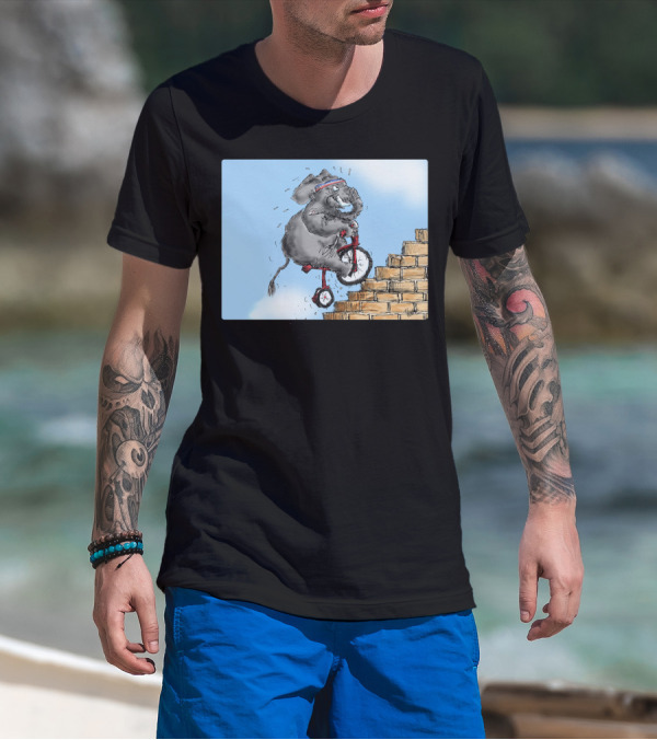 Challenge Accepted Elephant On Unicycle Climbing Stairs T-Shirt