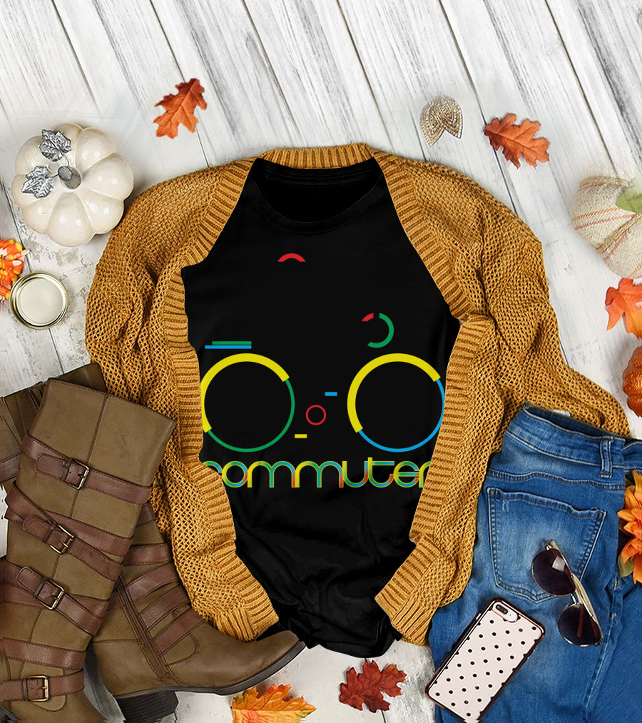Commuter Bicycle Graphic Multicolor T-Shirt