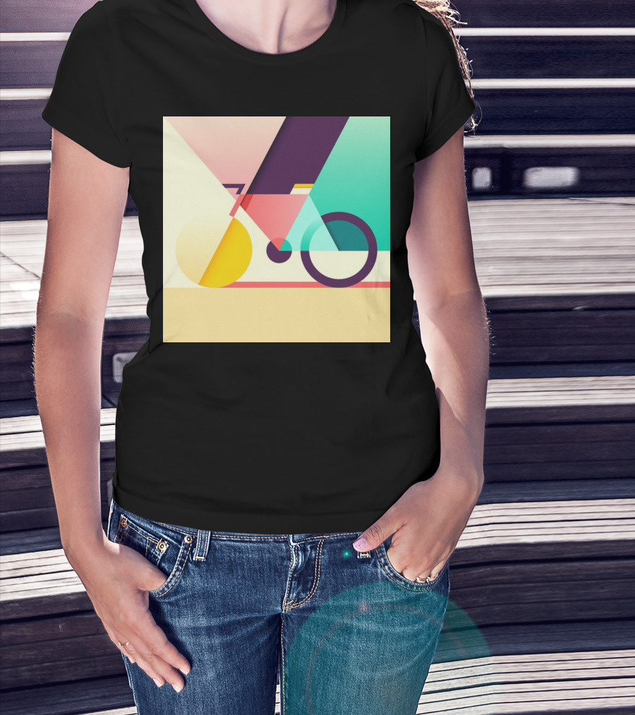 Colourful Geometric Bicycle Abstraction T-Shirt