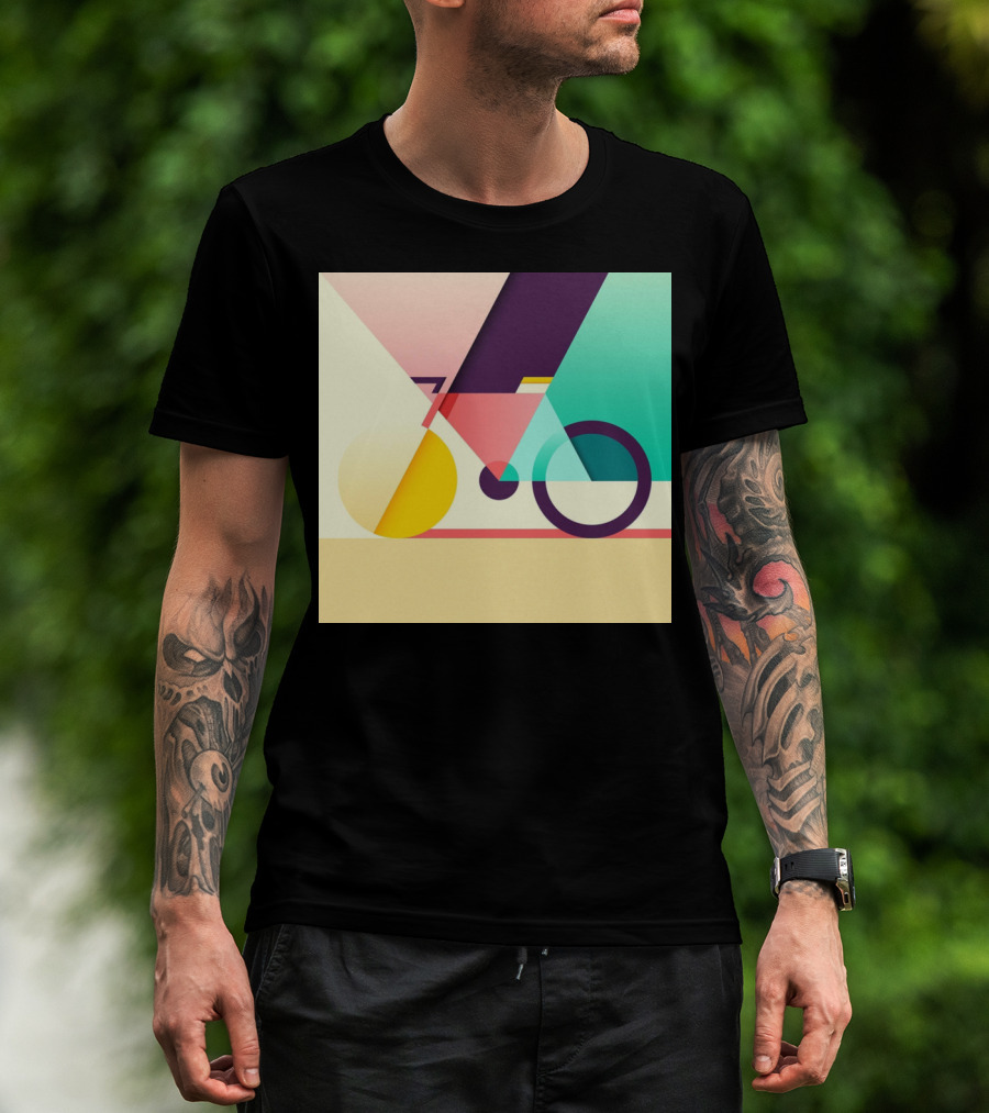 Colourful Geometric Bicycle Abstraction T-Shirt