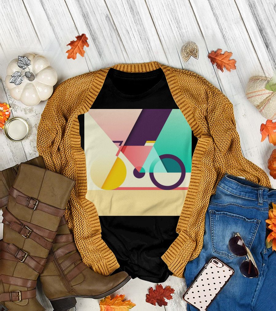 Colourful Geometric Bicycle Abstraction T-Shirt