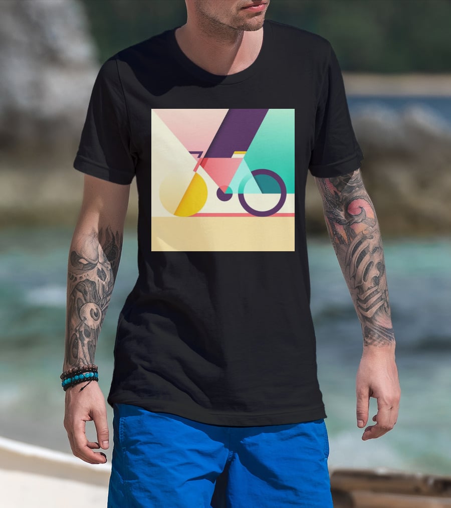 Colourful Geometric Bicycle Abstraction T-Shirt