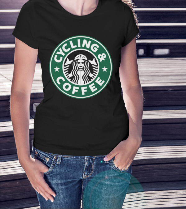 Cycling And Coffee Logo Parody Starbucks T-Shirt