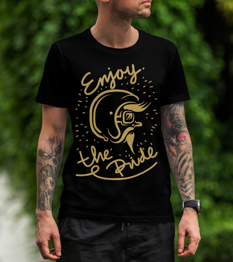 Enjoy The Ride Retro Motorcycle Helmet Illustration With Glasses And Mustache T-Shirt