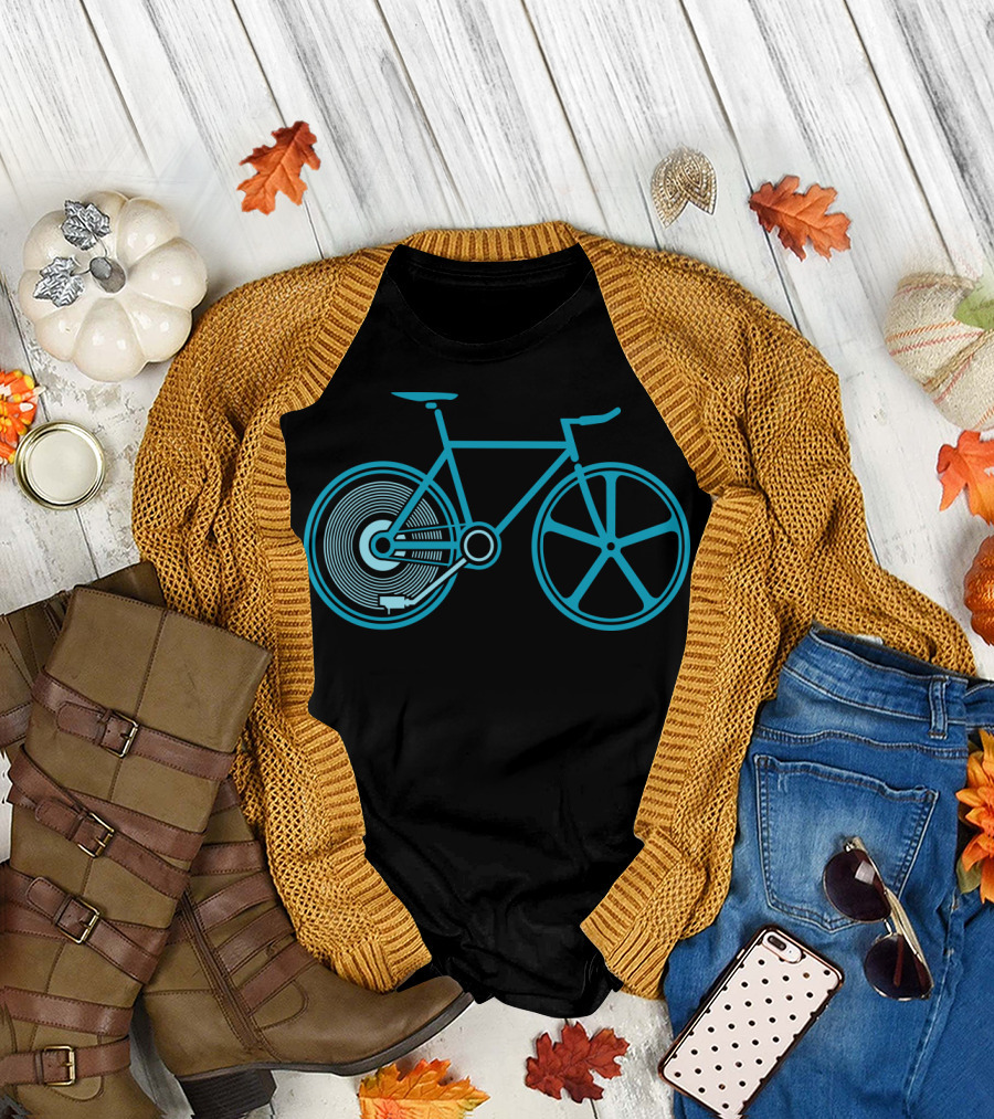 Fixed Beats Bicycle Blueprint Audio Wheel T-Shirt