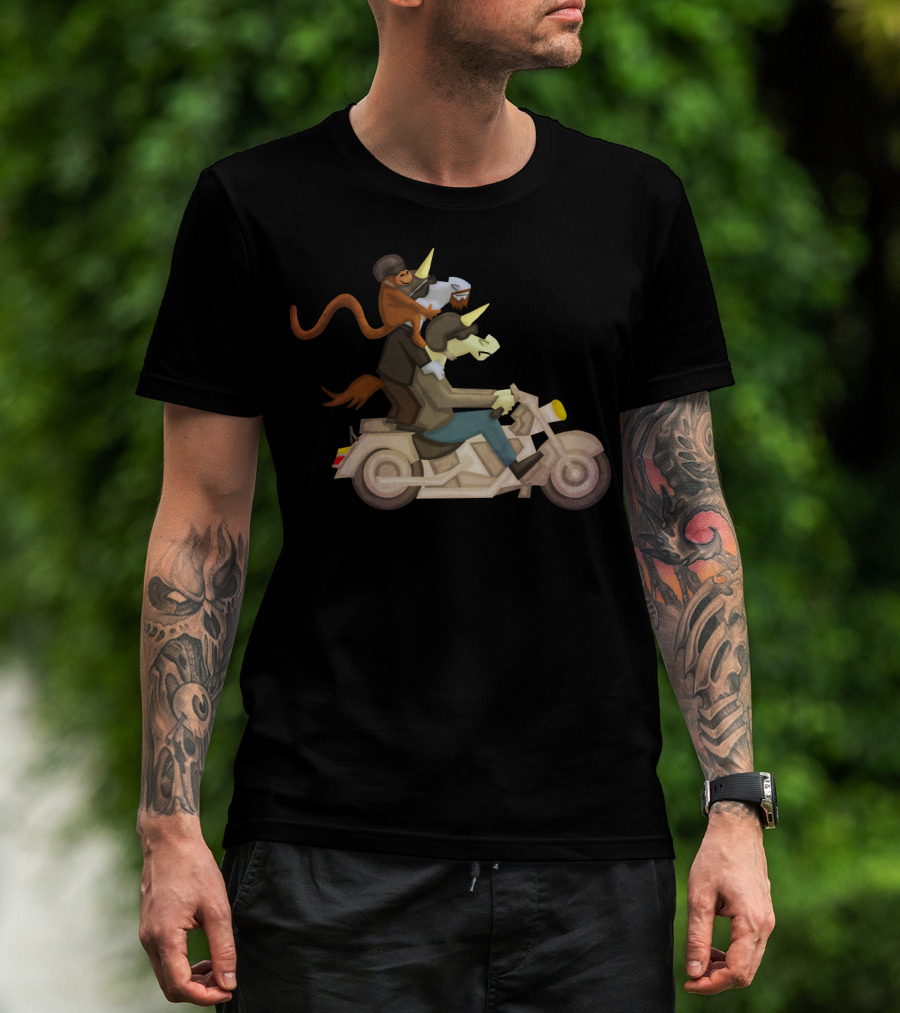 Free Ride Unicorn Monkey Motorcycle Adventure T-Shirt