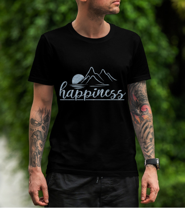 Happiness Mountains And Moon Scene T-Shirt