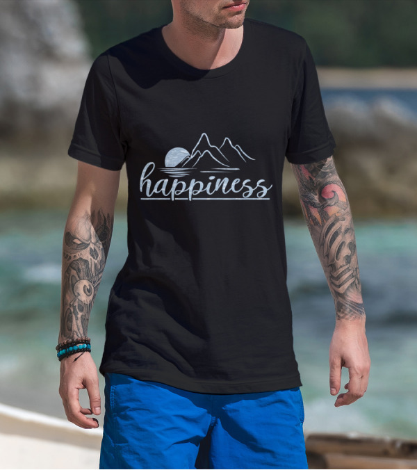 Happiness Mountains And Moon Scene T-Shirt