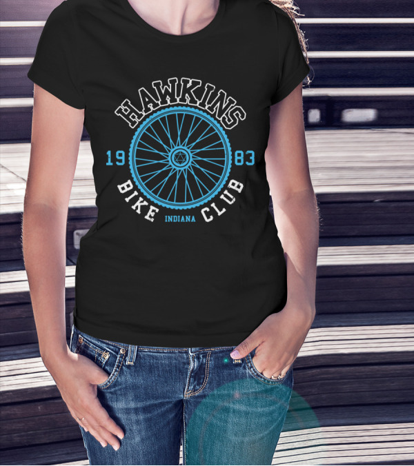 Hawkins Bike Club 1983 Indiana Wheel Emblem T-Shirt
